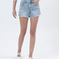 High Rise Distressed Studded Denim Shorts