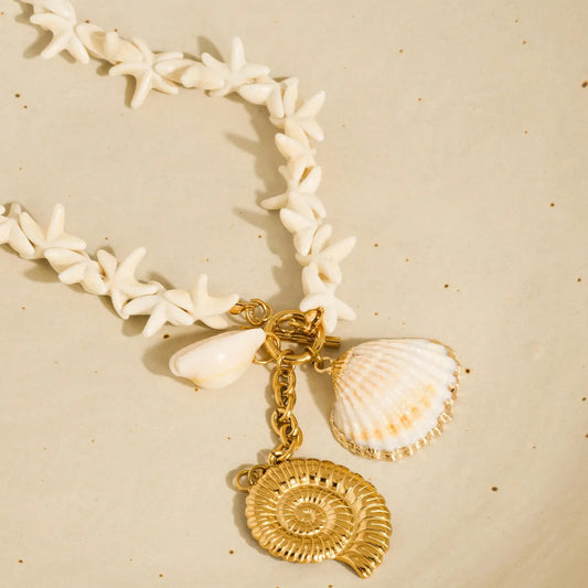 Island 18K Gold Non-Tarnish Boho Shell Charm Necklace