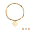 18K Gold Stainless Steel Beaded Blank Heart Stretch Bracelet