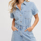 Denim Button Down Shirt Romper