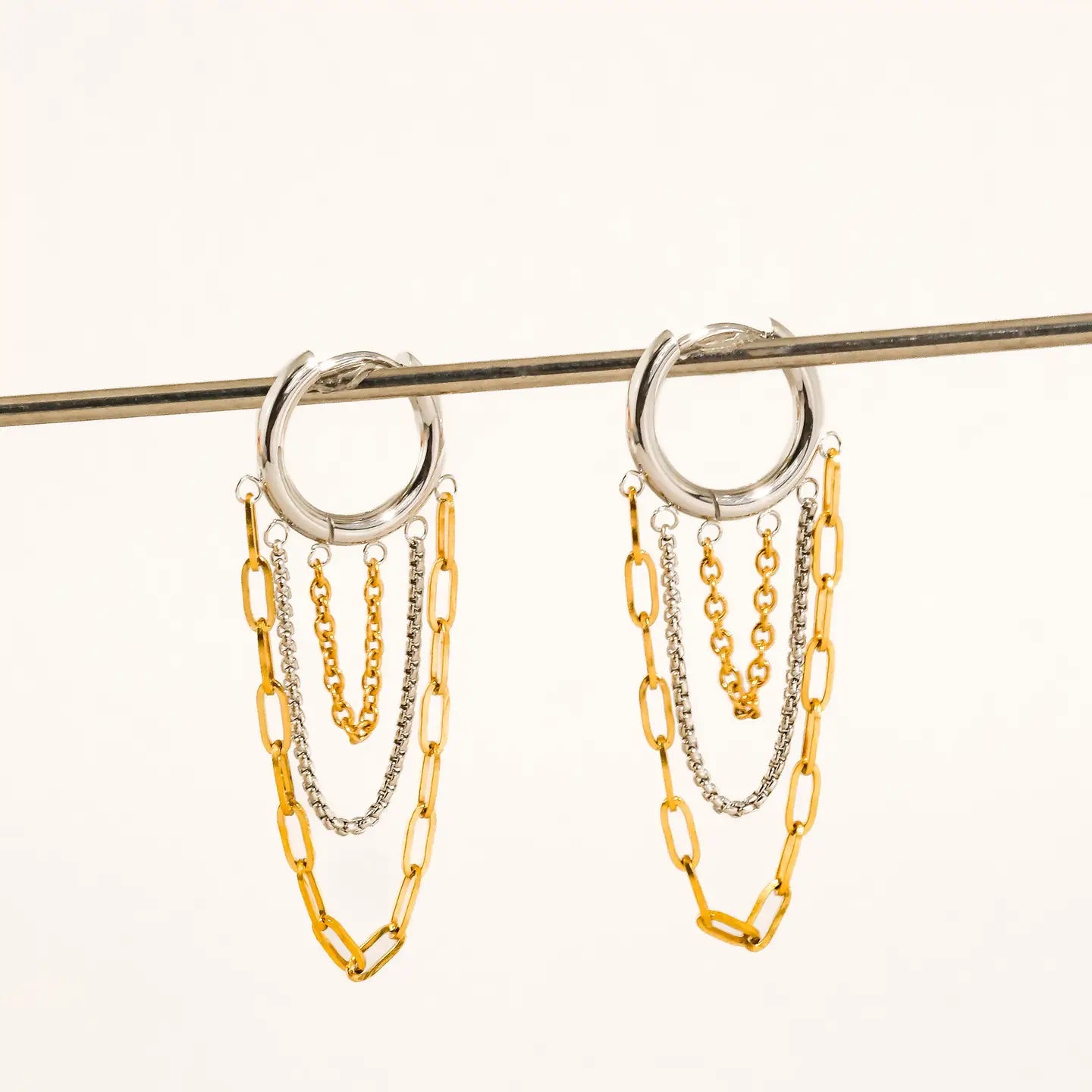 Vianne 18K Gold Non-Tarnish Multi Chain Drop Earrings