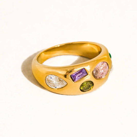 Orlume 18K Gold Non-Tarnish Colorful Cz Dome Ring