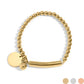 18k Gold Stainless Steel Beaded Stretch Bracelet with Engravable Charm