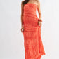 Strapless Textured Pleated Maxi Dress