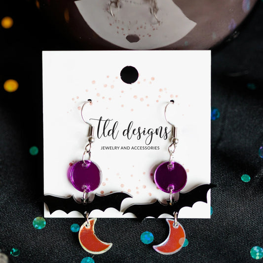 Bats and Moon Earrings