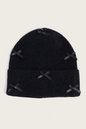 Mini Satin Ribbon Bow Beanie - Black