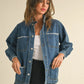 Stitch Detail Ruffled Denim Jacket