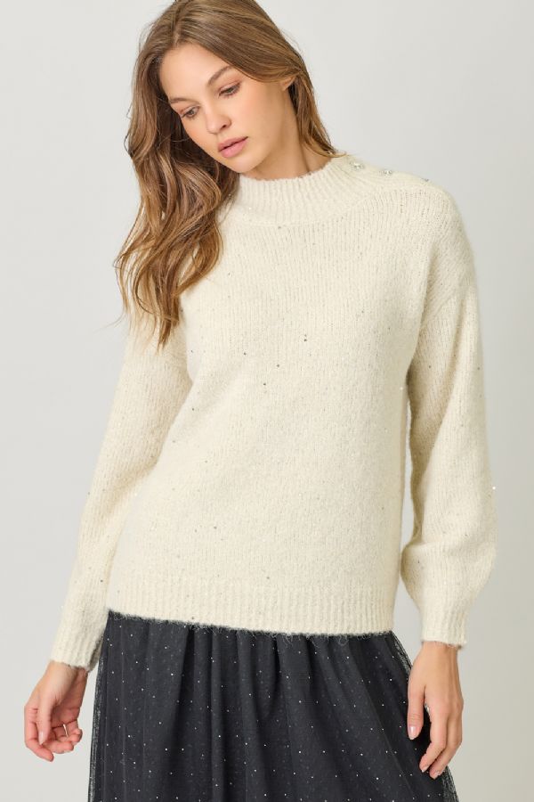 Mock Neck Sparkle Sweater