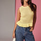 Sleeveless Open Knit Peplum Top