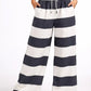 Elastic Waist Wide Stripe Pants