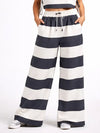 Elastic Waist Wide Stripe Pants