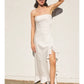 Going Out Strapless Ruffled Slit Maxi Dress