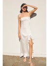 Going Out Strapless Ruffled Slit Maxi Dress