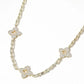 14K Gold Plated Cz Paved Clover Necklace