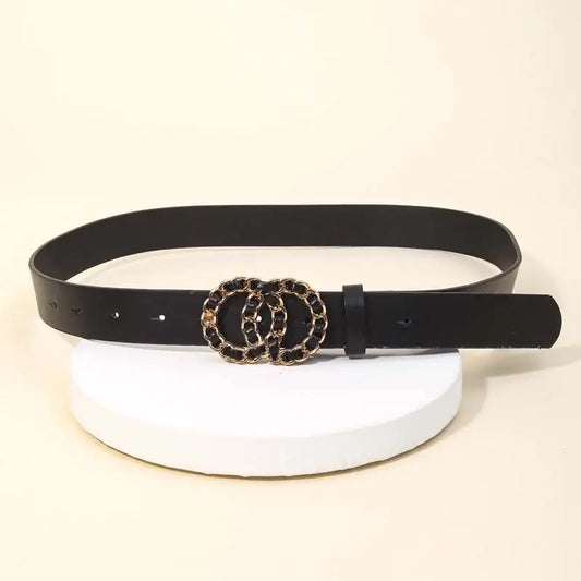 Double Circle Fashion Vegan Leather Belt