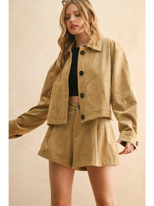 Suede Jacket with Pocket