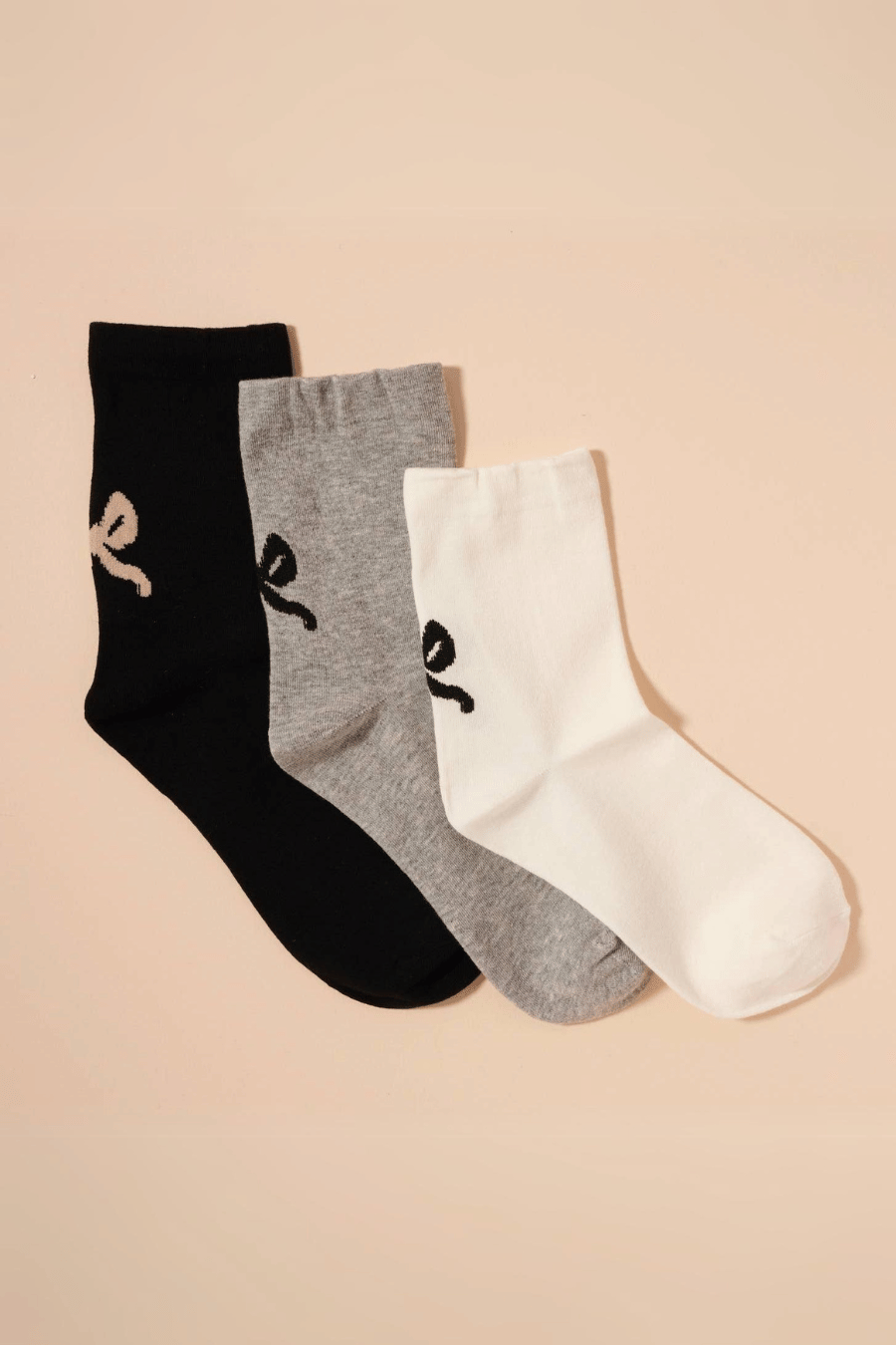 Knit Bow Mid Calf Socks