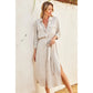Pinstriped Belted Maxi Shirt Dress