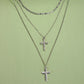 Multi Layer Double Cross Rhinestone Necklace