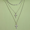 Multi Layer Double Cross Rhinestone Necklace