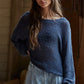 Sweater Knit Crochet Round Neck Long Sleeve Top