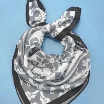 Vintage Floral Print Silky Feel Bandana Scarf