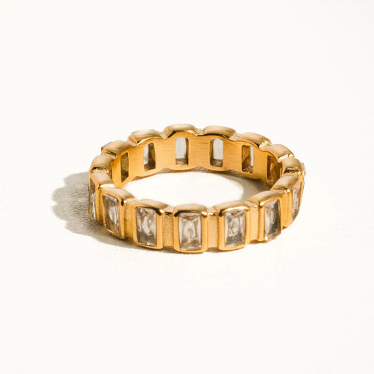 Sterling Gold Non-Tarnish Gold Rhinestone Ring
