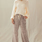 Leopard Print Wide Leg Cotton Pants