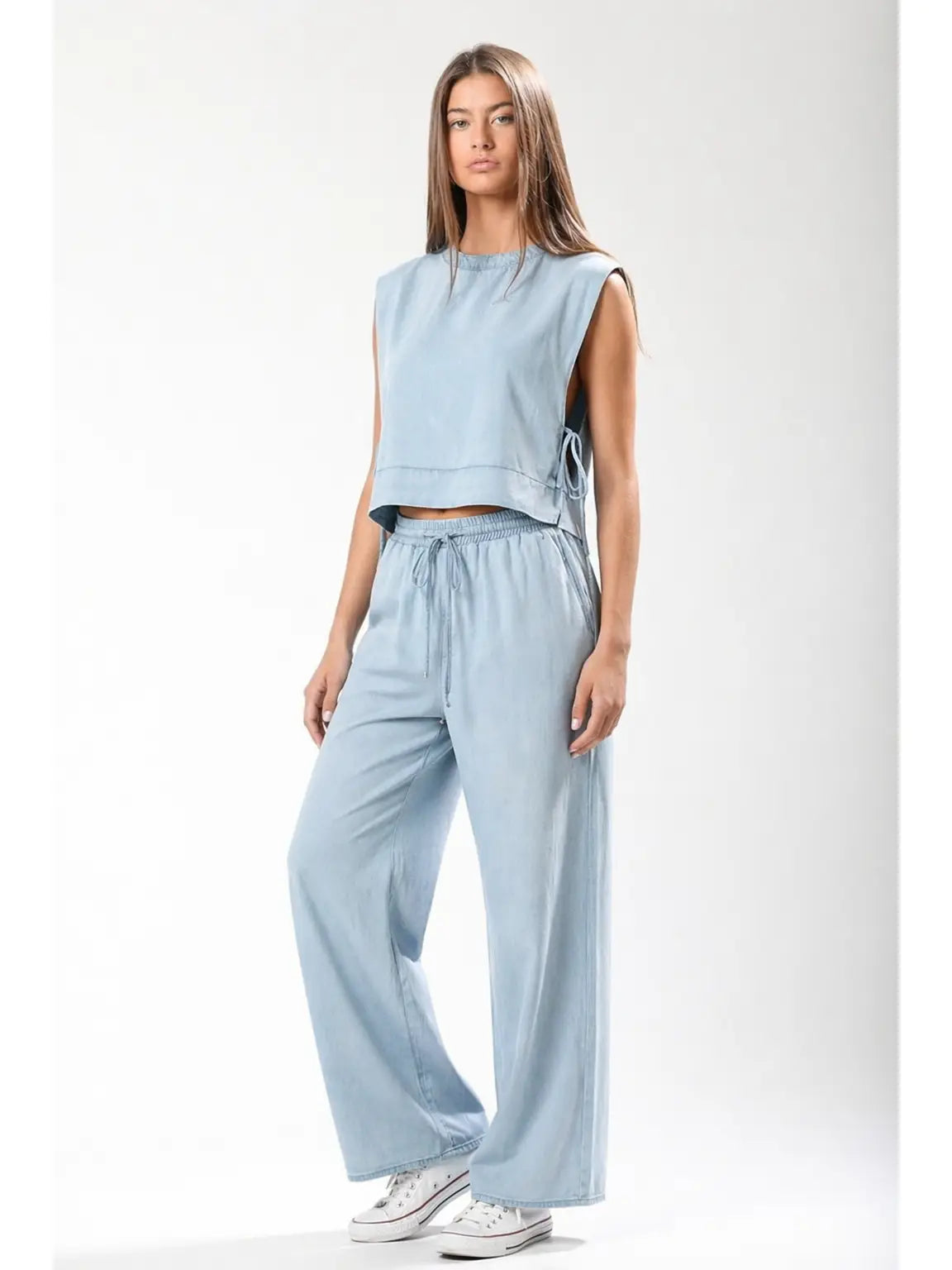 Sleeveless Side Tie Lyocell Top