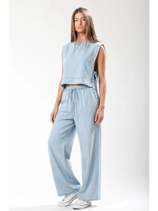 Sleeveless Side Tie Lyocell Top