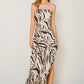 Drifted Earth Back Strapless Tie Back Maxi Dress