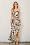 Drifted Earth Back Strapless Tie Back Maxi Dress