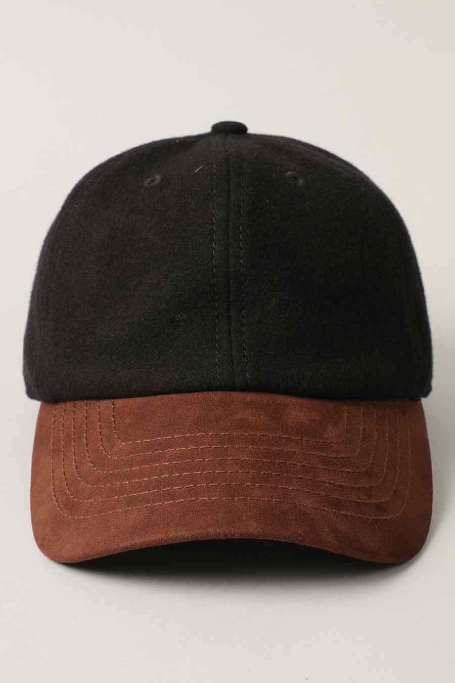 Wool Blend Casual Baseball Cap with Suede Visor