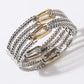 Linked Rope Rows Two-Tone Gold Plated Bracelet