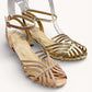Architectural Multi-Strap Interlaced Vamp Flare Kitten Heel