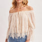 Off the Shoulder Ruffled Lace Blouse