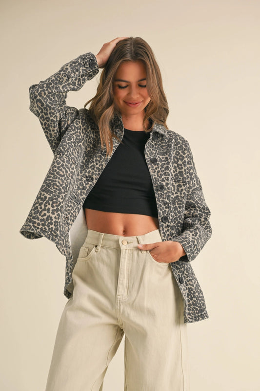 Leopard Print Stretch Shacket