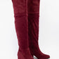 Burgundy Faux Suede Thigh High Boots
