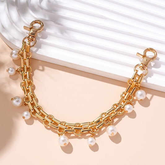 Chain Bag Charm-Chain and Pearls