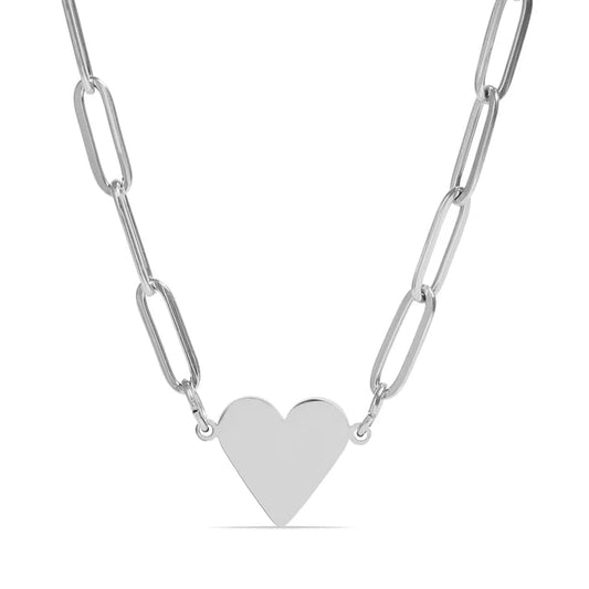 18K Gold Stainless Steel Blank Heart Paperclip Necklace
