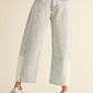 Color and Fabric Combination Barrel Denim Pants