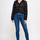 Romantic Sheer Button Front Blouse