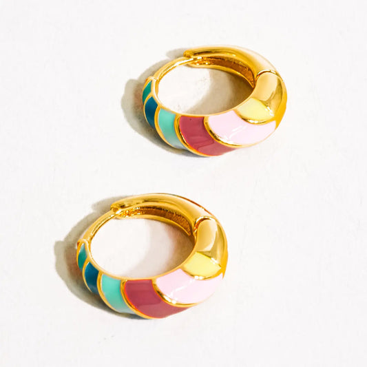 Paloma 18K Gold Colorful Striped Hoop Earring