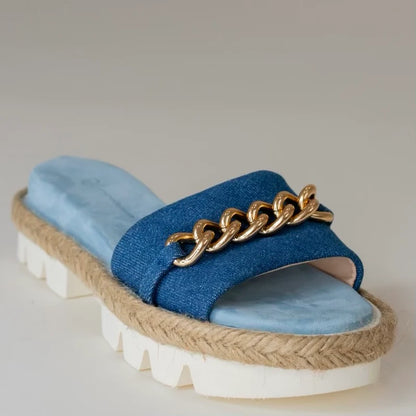 Cynthia Richard Bardot Denim Fabric Sandal