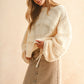 Long Sleeve Ruched Sleeve Sweater Top
