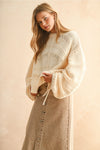 Long Sleeve Ruched Sleeve Sweater Top