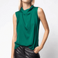 Draped Sleeveless Top with Gathered Neckline