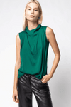 Draped Sleeveless Top with Gathered Neckline