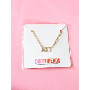 Alpha Sigma Tau Rhinestone Sorority Necklace