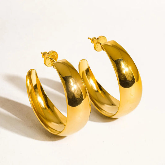 Romée 18K Gold Non-Tarnish Classic C Hoop Earring